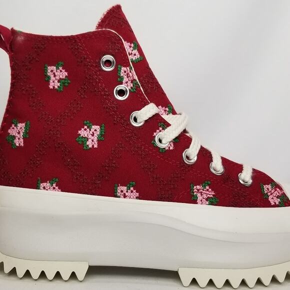 Converse Unisex Run Star Hike Rose Stitch Platforms Women Size 7 Red A14885C NWT - Picture 5 of 8